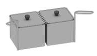 Set med 2 operforerade portionskorgar med lock - Modell 2-XS, 2-S