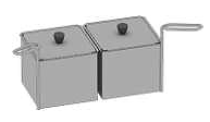 Set med 2 operforerade portionskorgar med lock - Modell 2-XS, 2-S