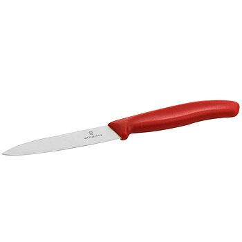 Snitt och skalkniv,rött handtag,slät  100 mm