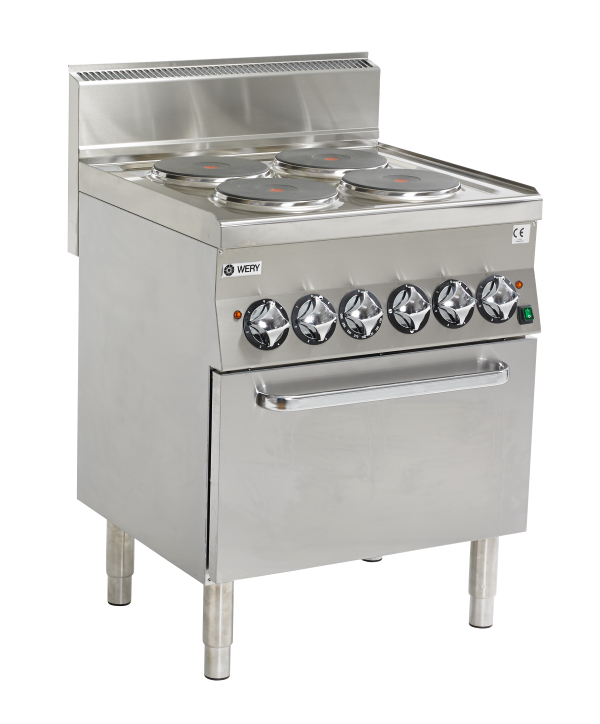 Wery CFE 67P - Spis med Ugn - 4 plattor Ø220mm à 2,6 kW - GN1/1 varmluftsugn 4,2 kW - 700 x 650 x 900 mm - 400V 3N~
