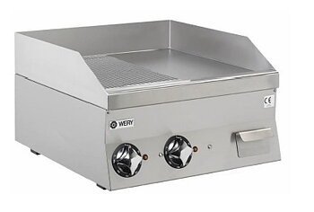 Wery FTE 66M - Stekhäll - 1/2 räfflad stekyta till vänster, fast stänkskydd - 600 x 600 x 295 mm - 7,8 kW 400V 3N~