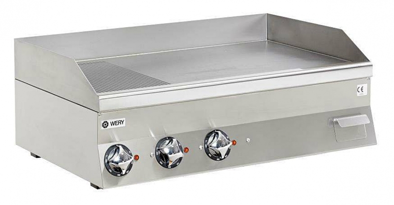 Wery FTE 610MC - Hårdkromstekhäll - 1/3 räfflad stekyta, fast stänkskydd - 1000 x 600 x 295 mm - 11,7 kW 400V 3N~