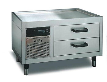 Wery MKE 12 - Grillkylbänk - Inbyggd kylmaskin - 2 st draglådor Inkl. plastkantiner GN 1/1-100 - 1200 x 535 x 630 mm - 350W 230V 1N~