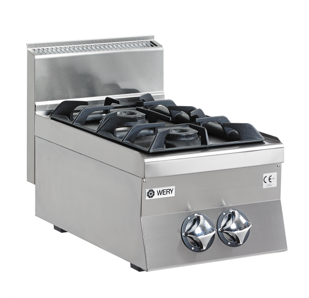 Wery PCG 64P - Gasspis - 2 öppna brännare 6,0 kW - 400 x 650 x 295 mm - 12,0 kW - CE-godkänd för 20 mbar/Naturgas