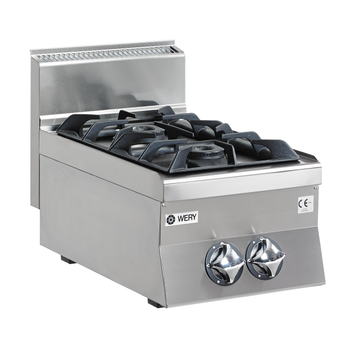 Wery PCG 64P - Gasspis - 2 öppna brännare 6,0 kW - 400 x 650 x 295 mm - 12,0 kW - CE-godkänd för 20 mbar/Naturgas