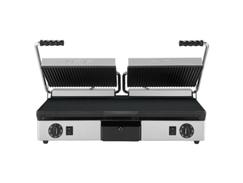 Milan Toast - Klämgrill - Gjutjärn, räfflade laggar, slätt bord - Grillyta 610 x 250 mm - 640 x 380 x 170mm - 3,5 kW 230V 1N~ 16Amp