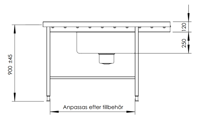 Molins Inmatningsbänk med 700-bassäng 600mm djup - 3