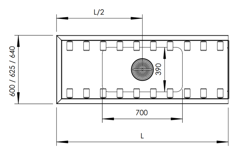 Molins Inmatningsbänk med 700-bassäng 600mm djup - 2