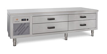 Haglunds - Grillkylbänk - MG2D-180A - 4 Lådor - GN 2/1 -150 Kantin - Mått: 1800x700x600mm