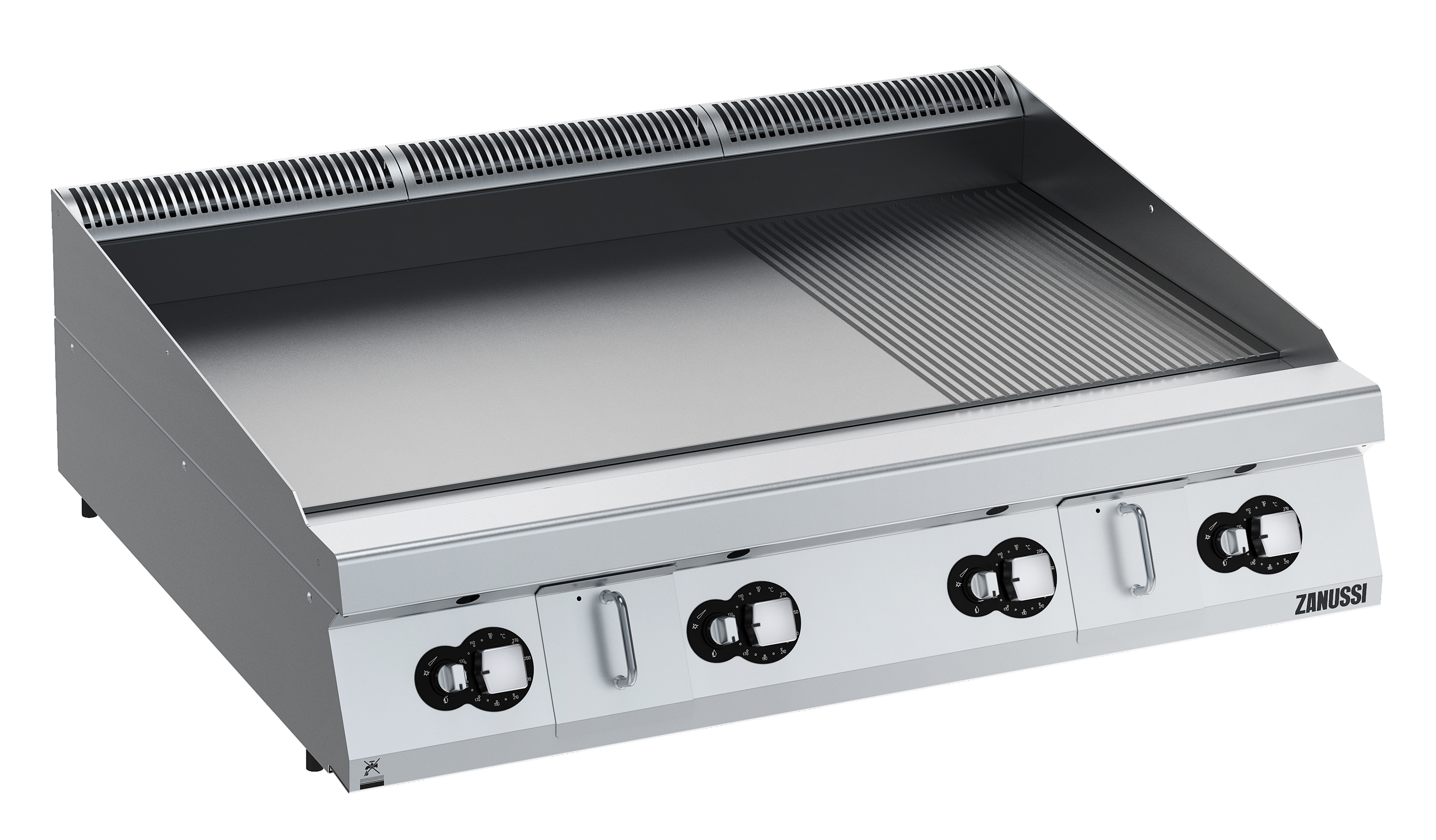 Zanussi EVO 900 - Stekhäll HP gas - bänkmodell - 1200mm - slät/räfflad nitro chrome beläggning