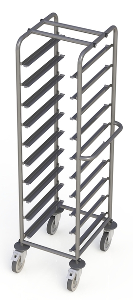 Molins Brickvagn för 1x10 brickor 430x330 dim 405x475x1540mm. Marint utförande
