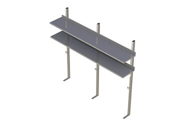 Molins Bänköverhylla enkel 300mm djup med aluminium upphängning