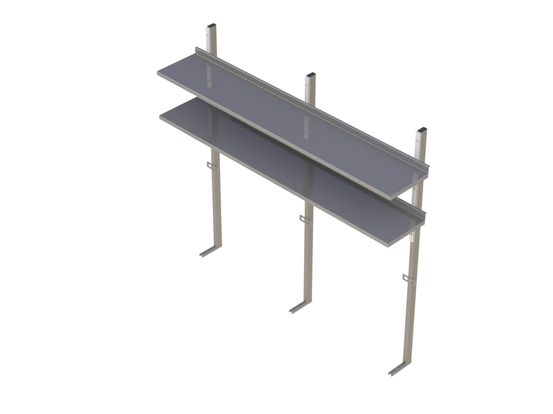 Molins Bänköverhylla enkel 400mm djup med aluminium upphängning