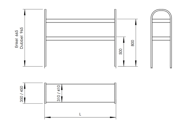 Molins Slät överhylla dubbel 310mm djup - 2