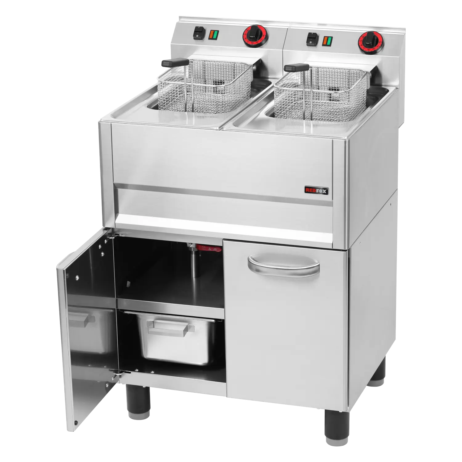 Elektrisk fritös 2 korgar 0,75 kW/l - 8+8 l skåp - 400 V - REDFOX - FE 61 ELT