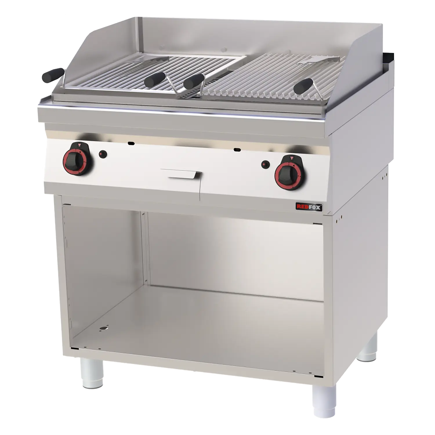 Lavastens grill - gas - 2 matlagningsområden - öppet skåp - REDFOX - GL 70/80 G