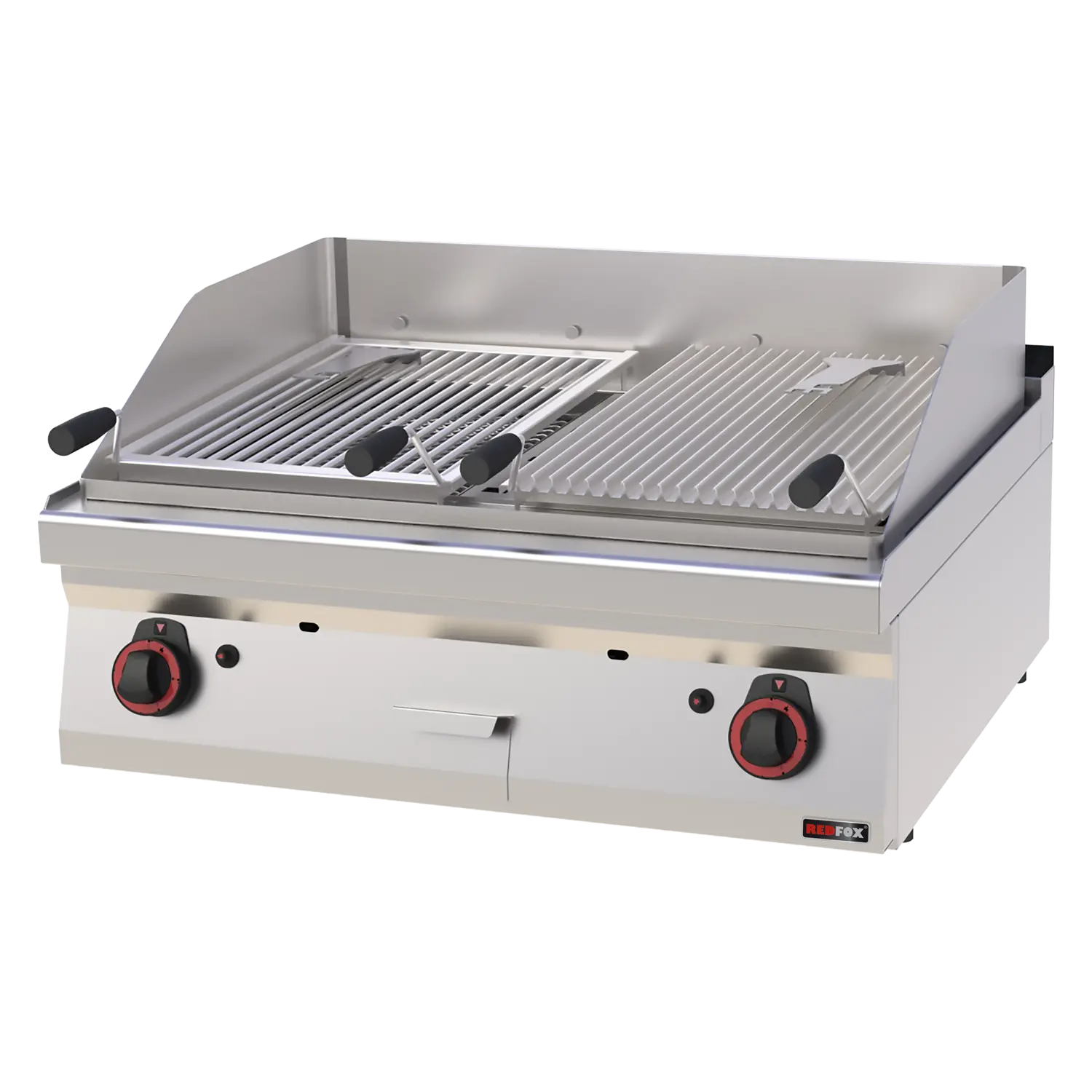 Lavastens grill - gas - 2 matlagningsområden - utan skåp - REDFOX - GL 70/08 G