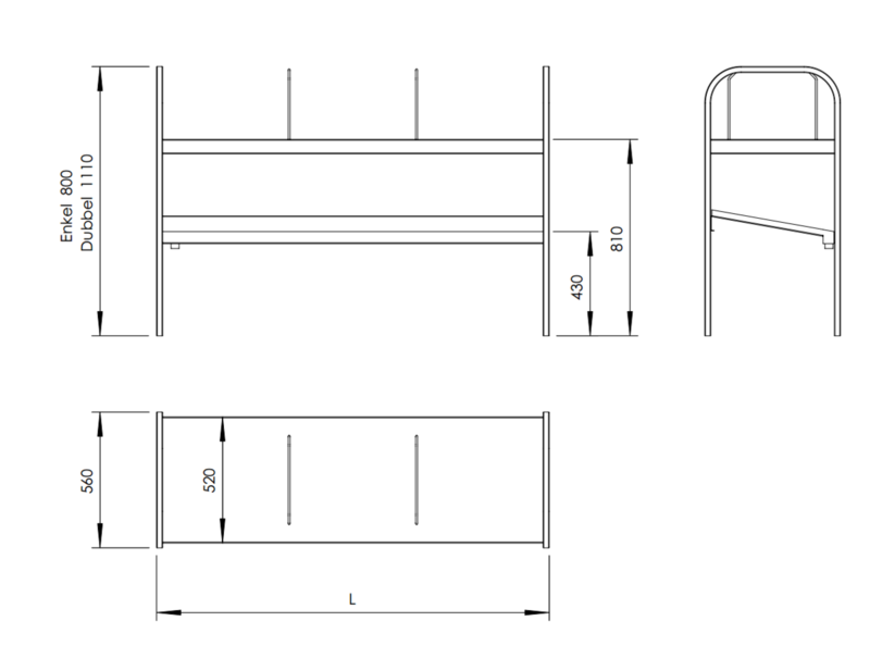 Molins Diskkorgshylla & tomkorgshylla 560mm djup för bänk - 2