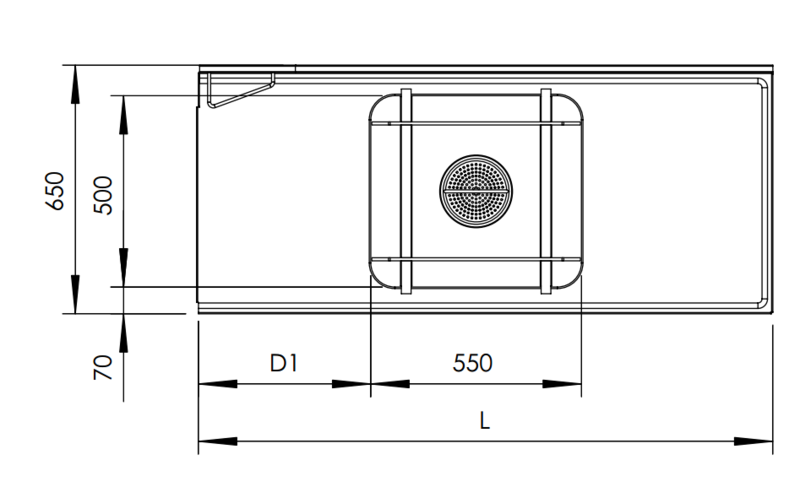 Molins Inmatningsbänk med DE-55 och hög bakkant 650mm djup - 2