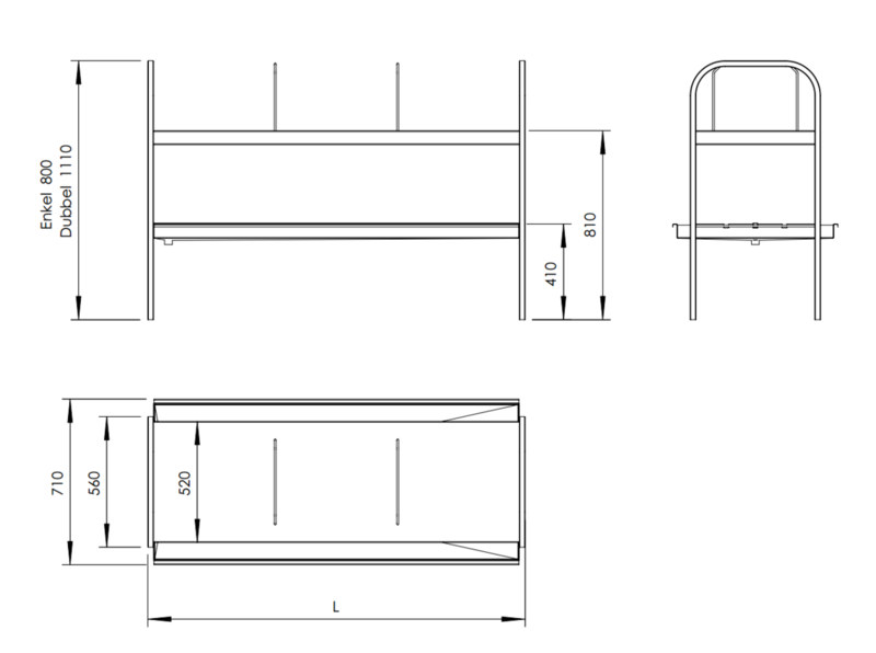 Molins Diskkorgsöverhylla enkel vipp 560mm djup för bänk - 2