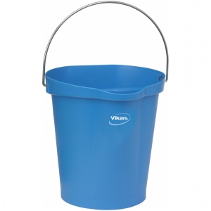 Hink 12 liter, rostfritt handtag, gradering, blå