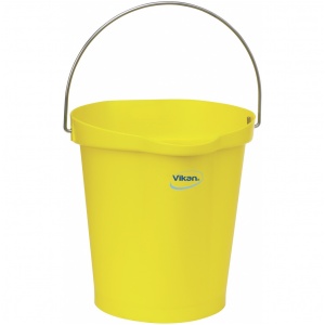 Hink 12 liter,rostfritt handtag, gradering, gul