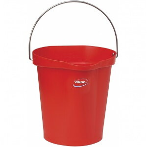 Hink 12 liter, rostfritt handtag, gradering, röd