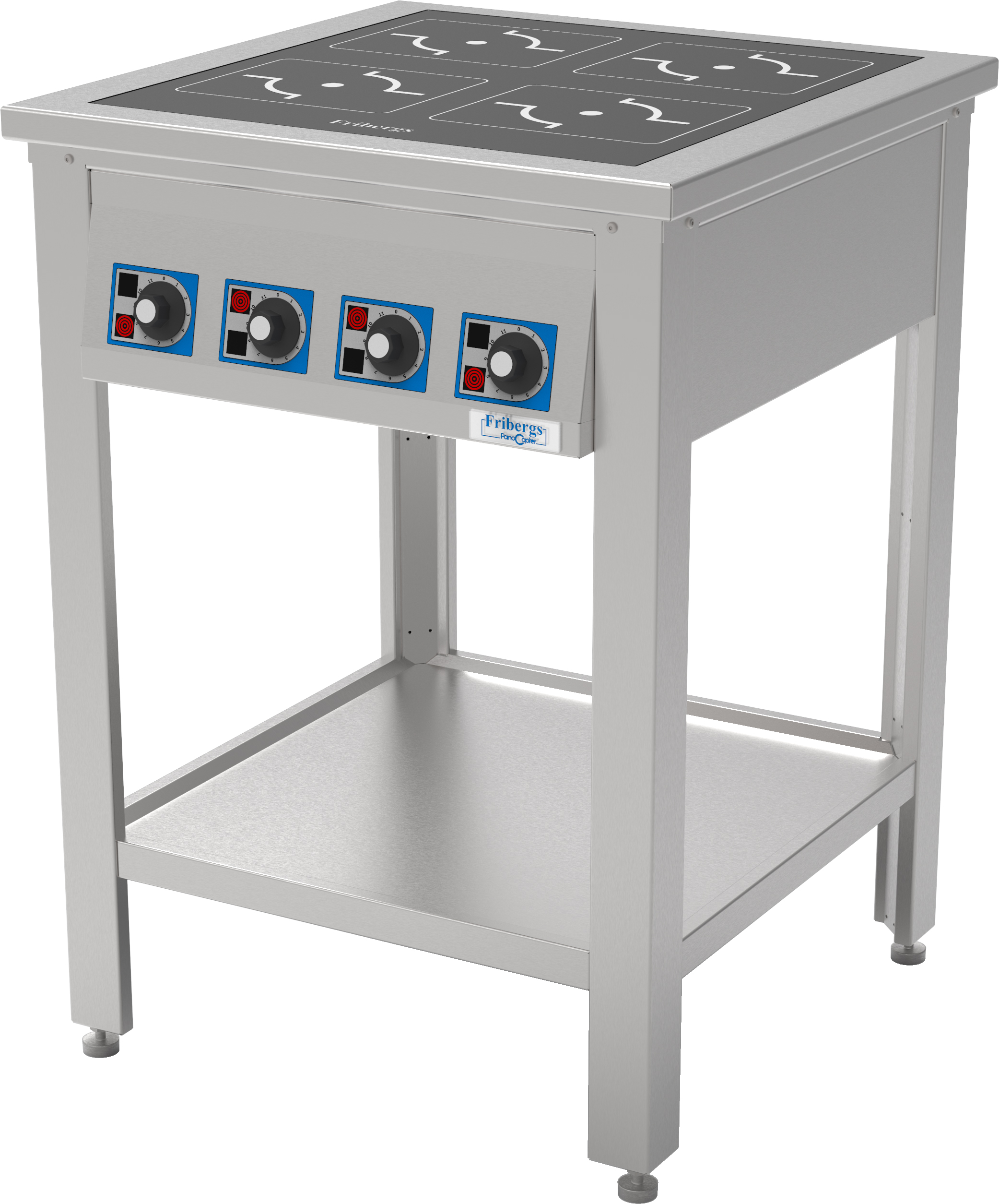Fribergs - Spis Induktion FSI4090 Semi-Pro -  Duo Safety - Förlängda zoner - 4 zoner 7,4kW - BxDxH 650x650x900mm