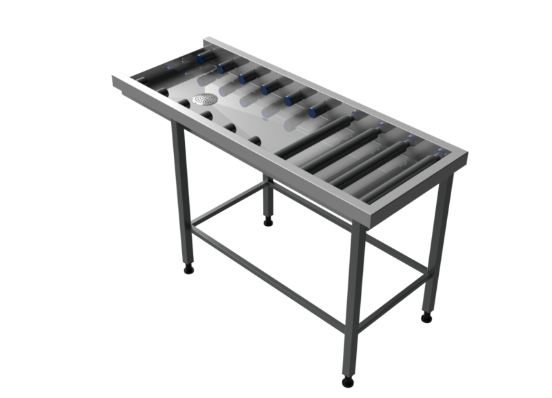 Molins Rostfri Utmatningsbänk Rullbana 600mm djup
