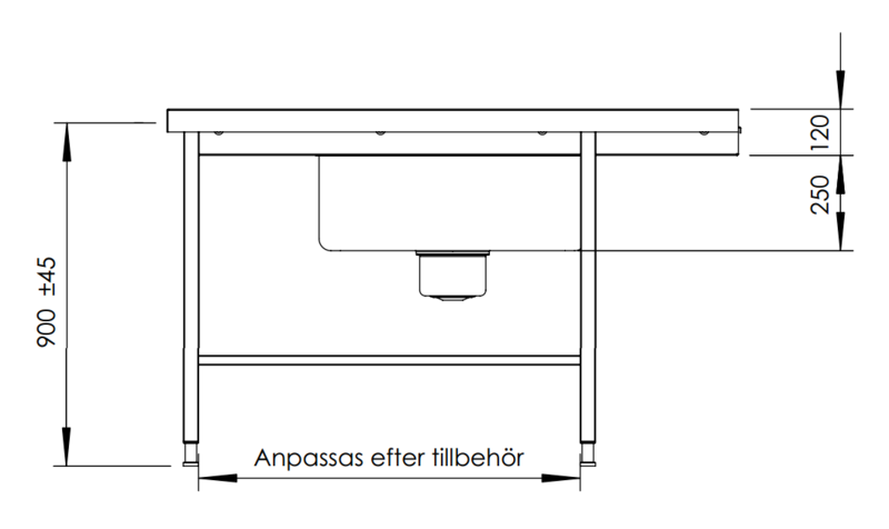 Molins Inmatningsbänk med 700-bassäng 600mm djup - 3
