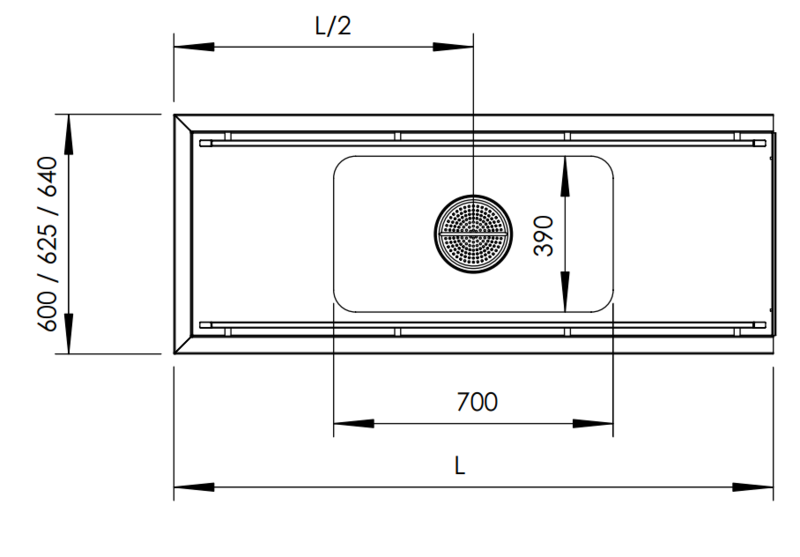 Molins Inmatningsbänk med 700-bassäng 600mm djup - 2