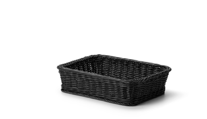 Korg i pp plast, rektangulär, Svart