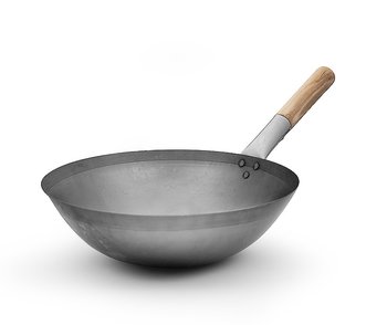 Wok Chinese trähandtag i carbon stål