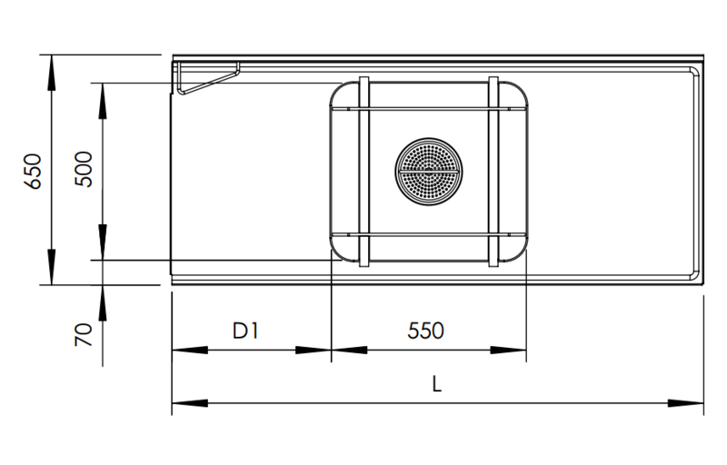 Molins Inmatningsbänk med DE-55 650mm djup - 2