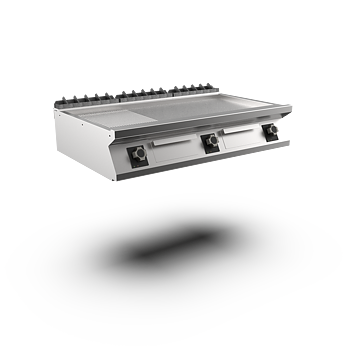 Mareno - Satin-kromstekhäll räfflad M1-70 FT712EMCST - 3 zoner, 1/3 räfflad stekyta - 1200 × 750 × 250 mm