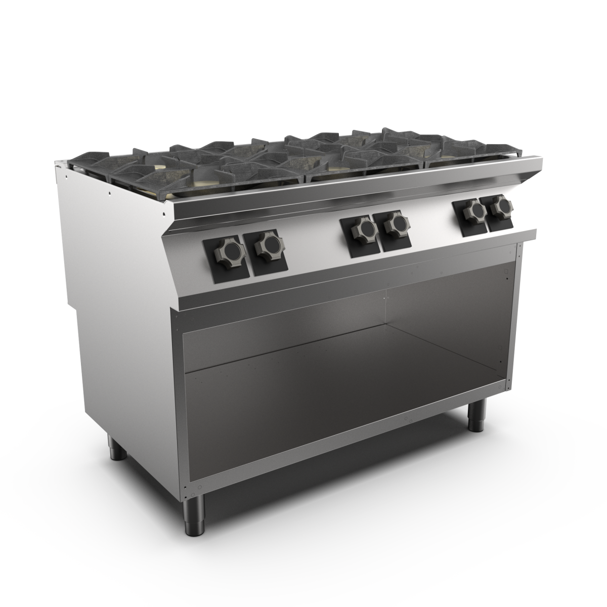 Mareno - Gasspis HS Mareno M1-90 PC912GG - 6 öppna brännare 3 × 6 kW, 3 × 10 kW - 1200 × 920 × 900 mm