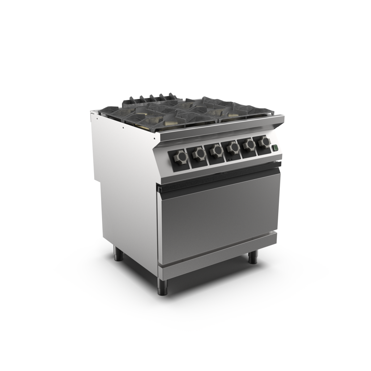 Mareno - Gasspis med el ugn Mareno M1-90 PC98GFE - 4 öppna brännare 2 × 6 kW, 2 × 10 kW - 2/1 GN elektrisk ugn 6 kW