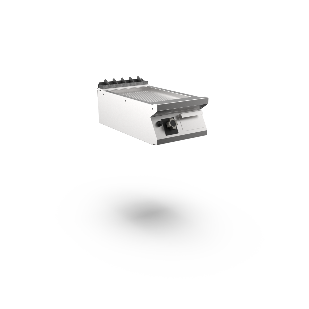 Mareno - Satin-kromstekhäll räfflad gas M1-90 FT94GRCST - 1 zon, räfflad stekyta, termostatreglerad - 400 × 920 × 250 mm