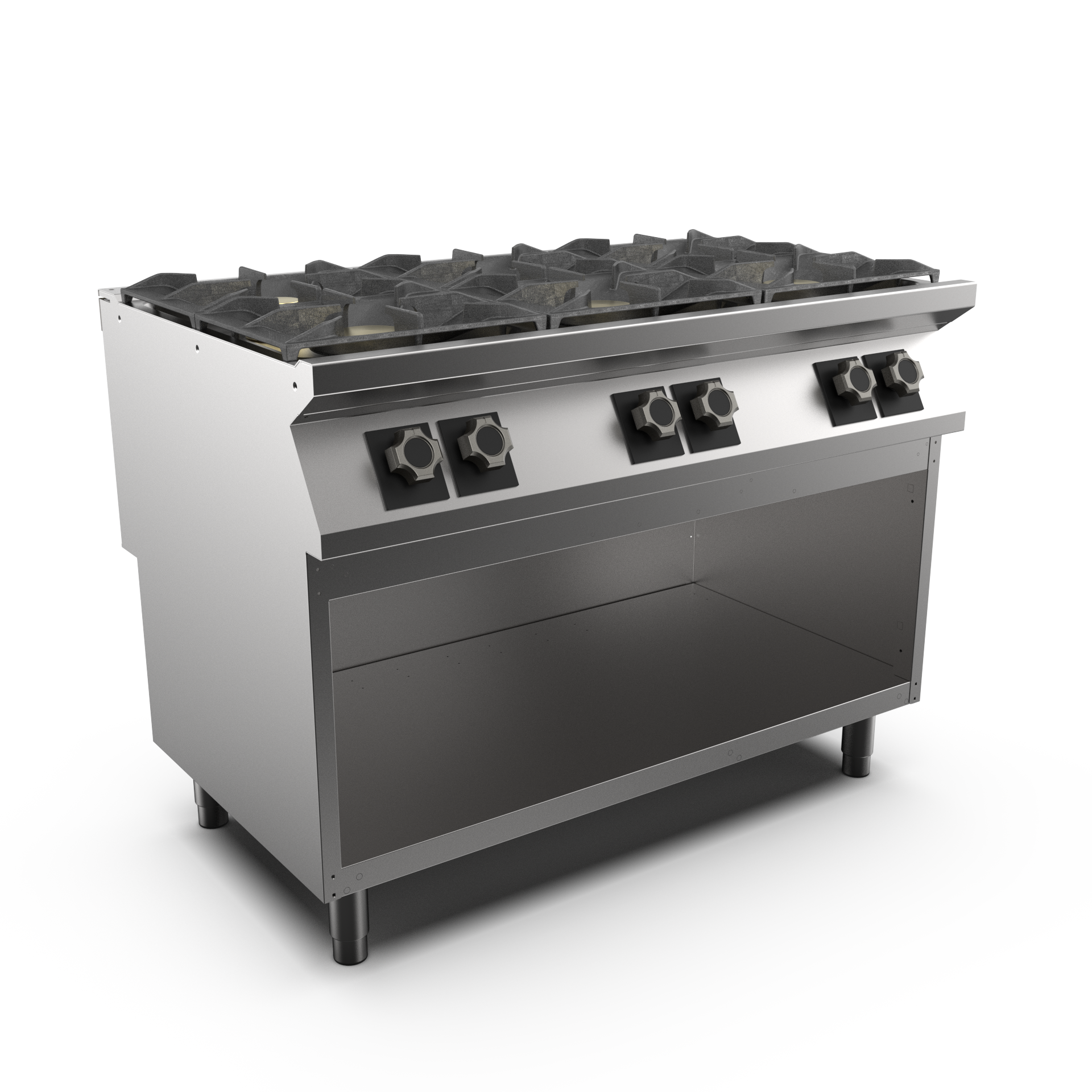 Mareno - Gasspis HS Mareno M1-70 PC712GG - 6 öppna brännare 3 × 6 kW, 3 × 9 kW - 1200 × 750 × 900 mm