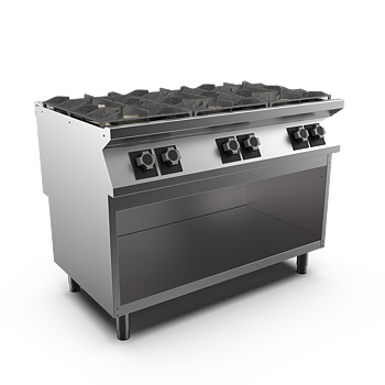 Mareno - Gasspis HS Mareno M1-70 PC712GG - 6 öppna brännare 3 × 6 kW, 3 × 9 kW - 1200 × 750 × 900 mm