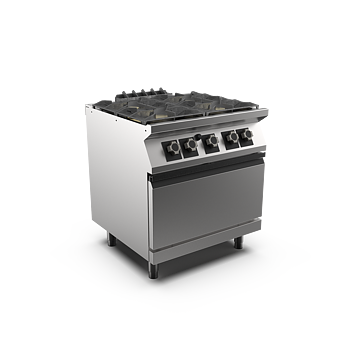 Mareno - Gasspis med ugn Mareno M1-70 PC78GFG - 4 öppna brännare 2 × 6 kW, 2 × 9 kW - 2/1 GN gasugn 8 kW