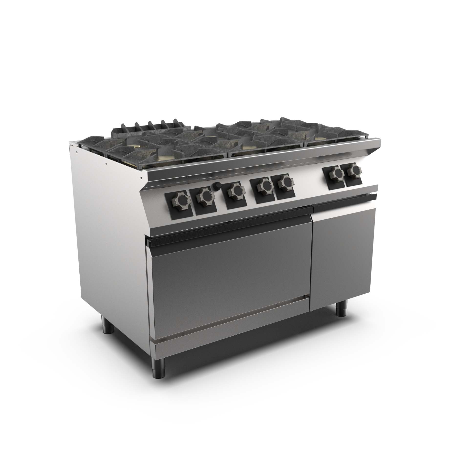 Mareno - Gasspis med ugn Mareno M1-70 PC712GFG - 6 öppna brännare 3 × 6 kW, 3 × 9 kW - 2/1 GN gasugn 8 kW