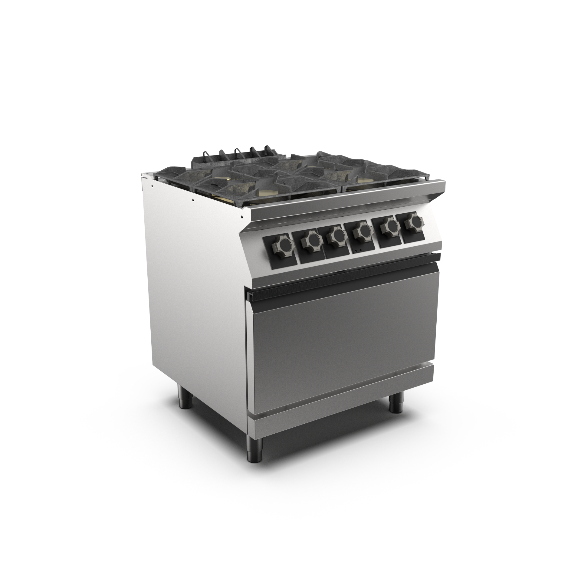 Mareno - Gasspis med el ugn Mareno M1-70 PC78GFE - 4 öppna brännare 2 × 6 kW, 2 × 9 kW - 2/1 GN elektrisk ugn 6 kW