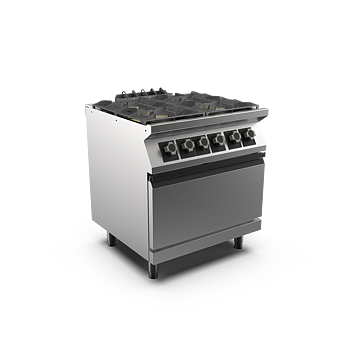 Mareno - Gasspis med el ugn Mareno M1-70 PC78GFE - 4 öppna brännare 2 × 6 kW, 2 × 9 kW - 2/1 GN elektrisk ugn 6 kW