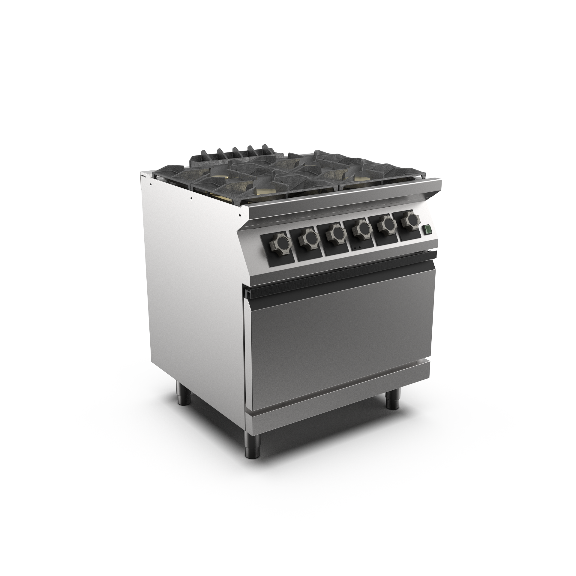 Mareno - Gasspis med el-v ugn Mareno M1-70 PC78GFEV - 4 öppna brännare 2 × 6 kW, 2 × 9 kW - 2/1 GN varmluftsugn 6,0 kW