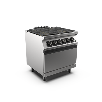 Mareno - Gasspis med el-v ugn Mareno M1-70 PC78GFEV - 4 öppna brännare 2 × 6 kW, 2 × 9 kW - 2/1 GN varmluftsugn 6,0 kW