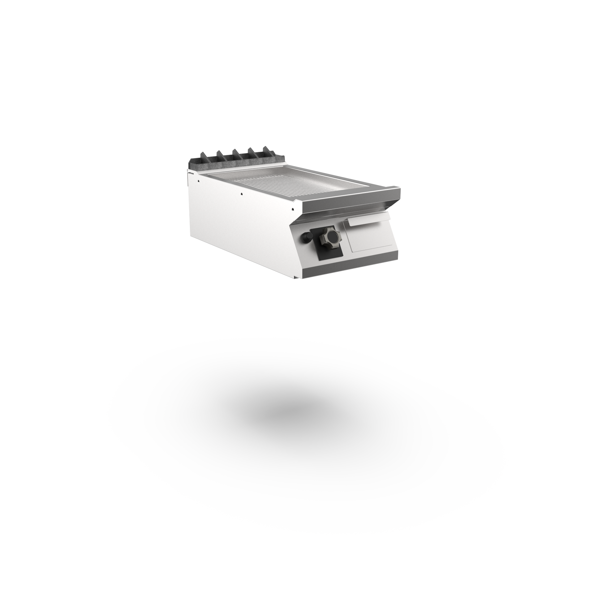 Mareno - Satin-kromstekhäll räfflad gas M1-70 FT74GRCST - 1 zon, räfflad stekyta - 400 × 750 × 250 mm