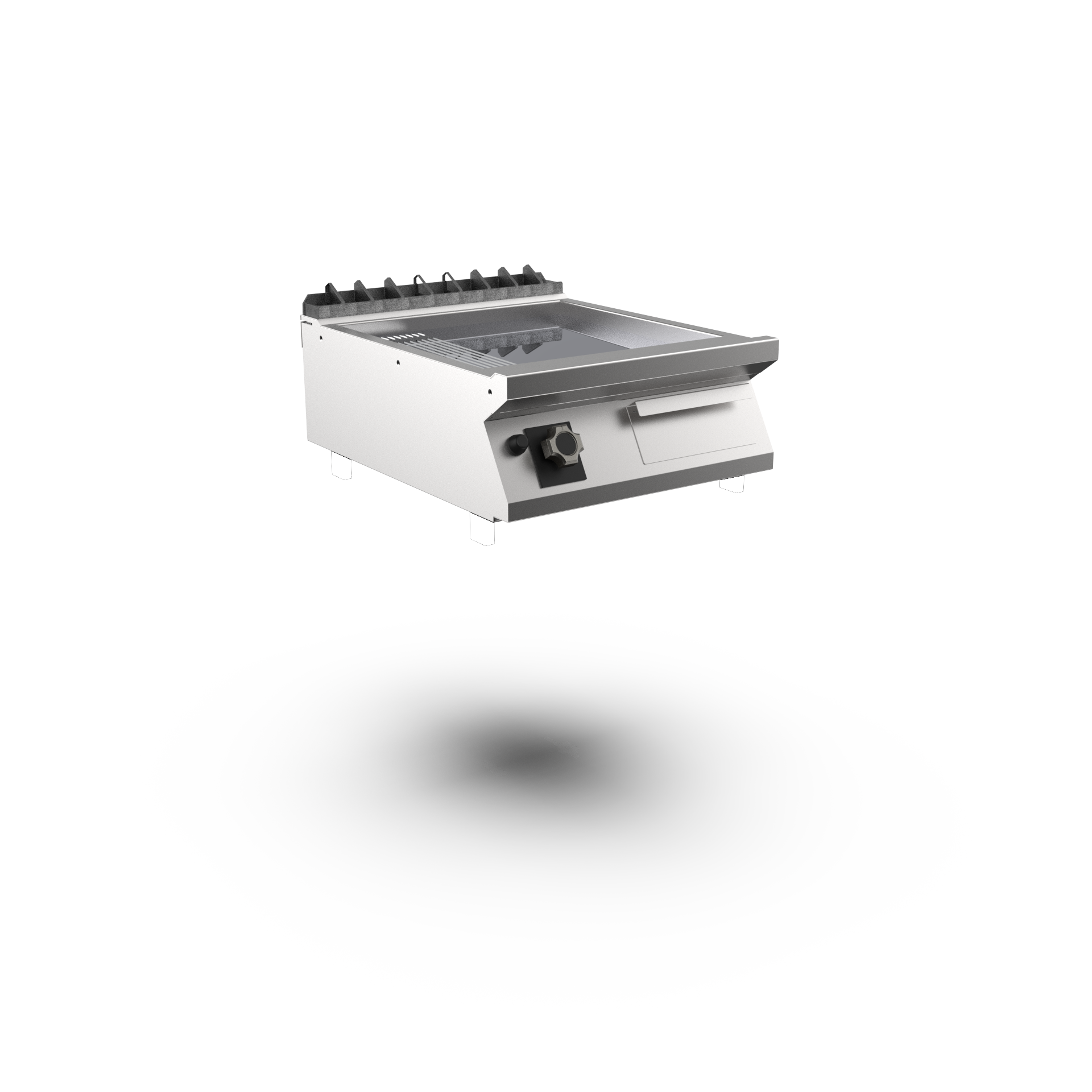 Mareno - Kromstekhäll räfflad gas Mareno M1-70 FT76GMCT - 1 zon, 1/3 räfflad stekyta - 600 × 750 × 250 mm