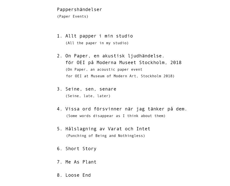 Karl-Johan Stigmark: Åtta pappershändelser/ Eight Paper Events [signed] - 2