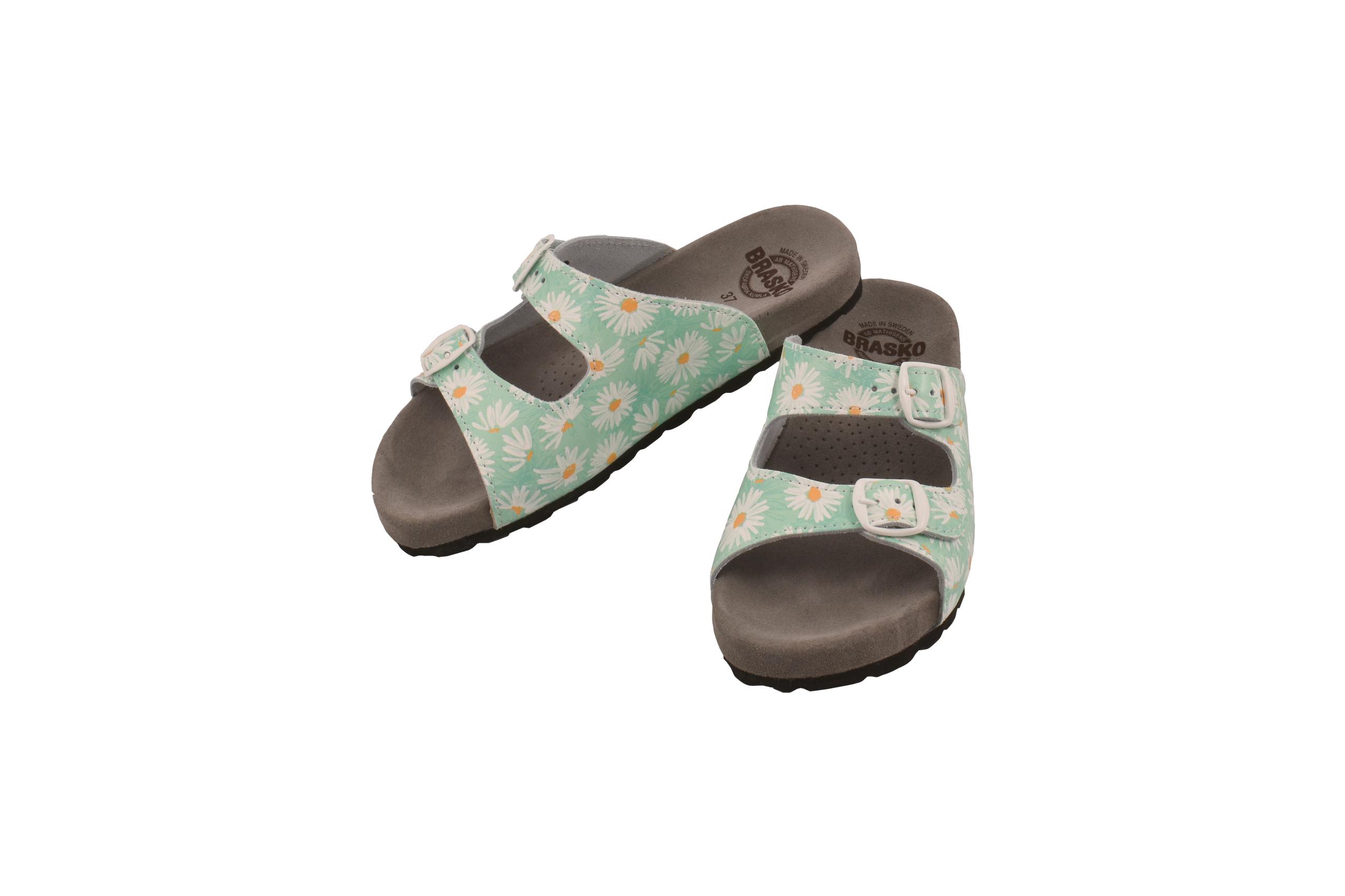 Turkos blommig sandal
